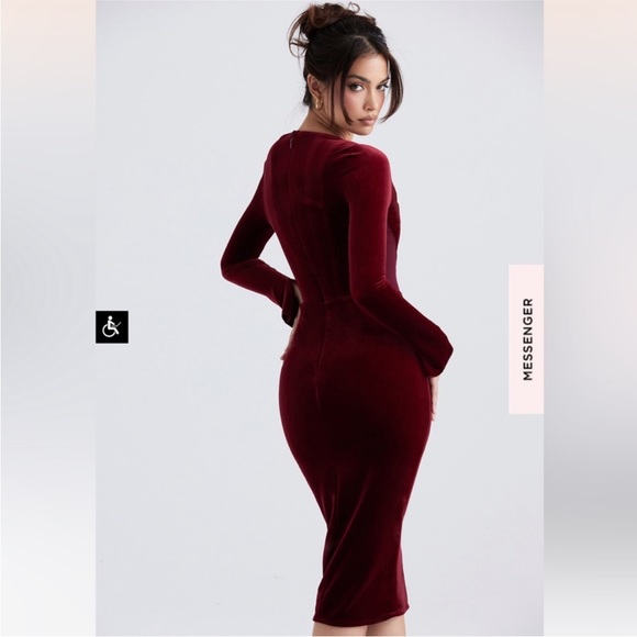 House of CB Solaine Velvet Corset Lace Midi Dress - Picture 4 of 4